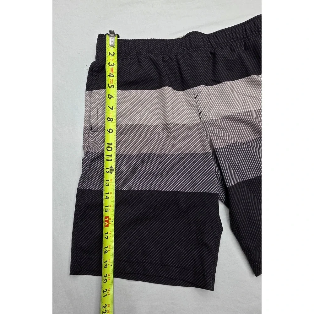 ONeill Hyperfreak Mens Board Shorts Black Grey Striped Swim Trunks Size L